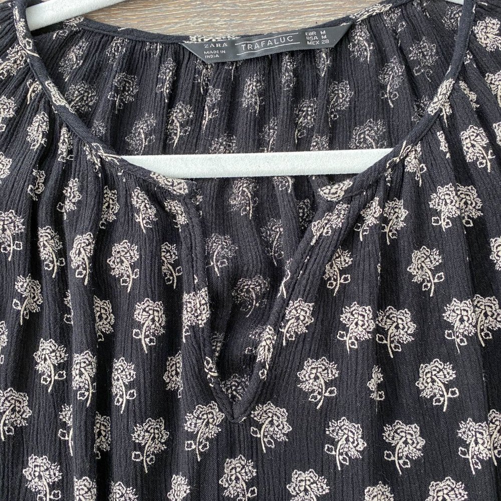 Zara Trafaluc Split Neck Patterned Tunic M - image 7